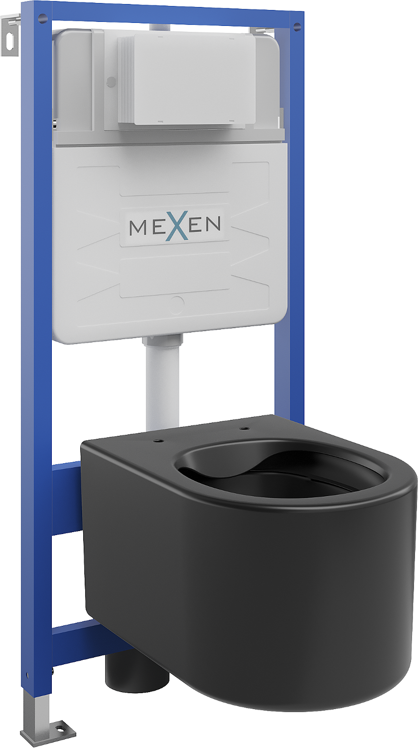 Mexen WC podomítkový set Felix Slim stojan s WC mísou Sofia, Matná černá - 6103354XX85