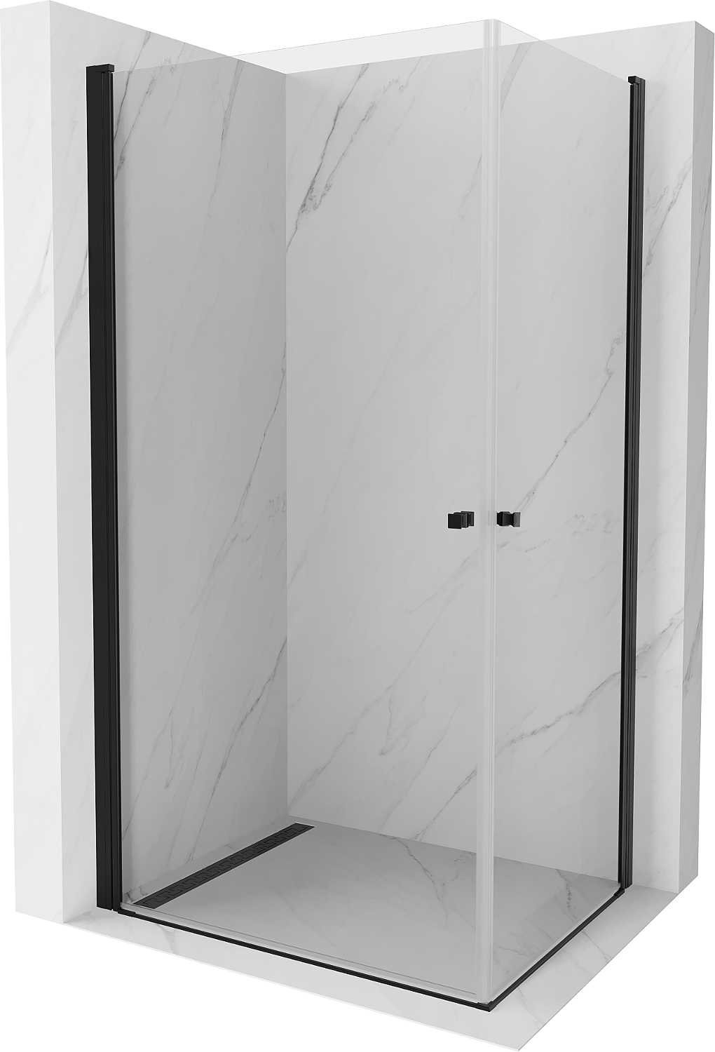 Mexen Pretoria Duo sprchový kout s otočnými dveřmi 90 x 80 cm, Průhledné, Černá - 852-090-080-70-00-02