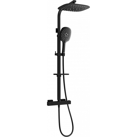 Mexen CQ22 odkrytý sprchový set s dešťovou sprchovou hlavicí a termostatickou sprchovou baterií, Černá - 772502295-70