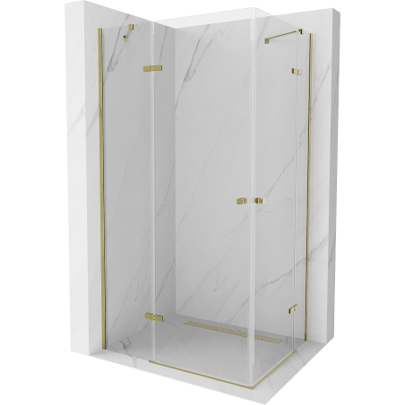 Mexen Roma Duo sprchový kout s otočnými dveřmi 80 x 70 cm, Průhledné, Zlatá - 854-080-070-50-00-02