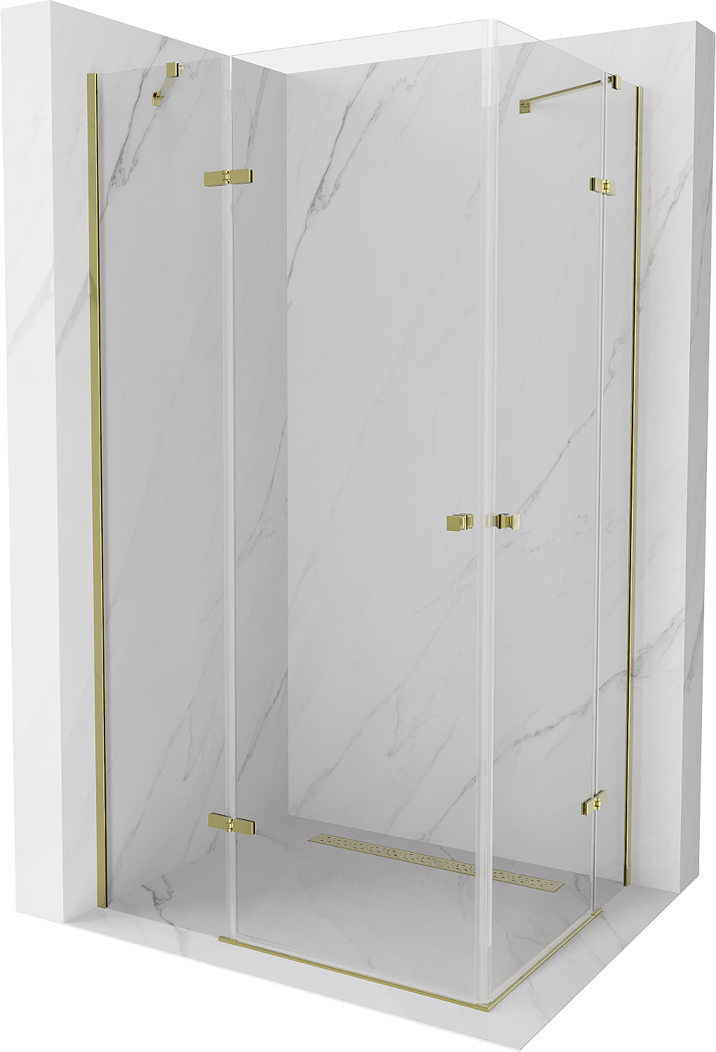 Mexen Roma Duo sprchový kout s otočnými dveřmi 90 x 80 cm, Průhledné, Zlatá - 854-090-080-50-00-02