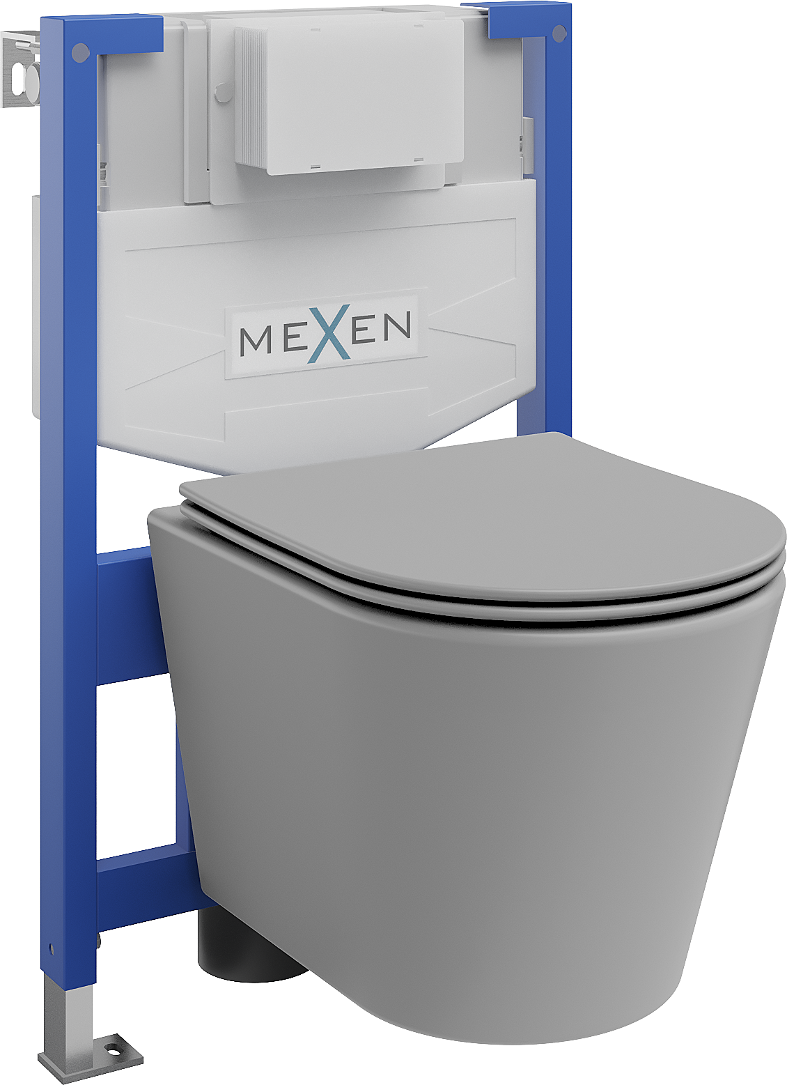 Mexen WC podomítkový set Felix XS-F stojan s WC mísou Rico a pomalu padajícím sedátkem, Světle matová šedá - 68030724061