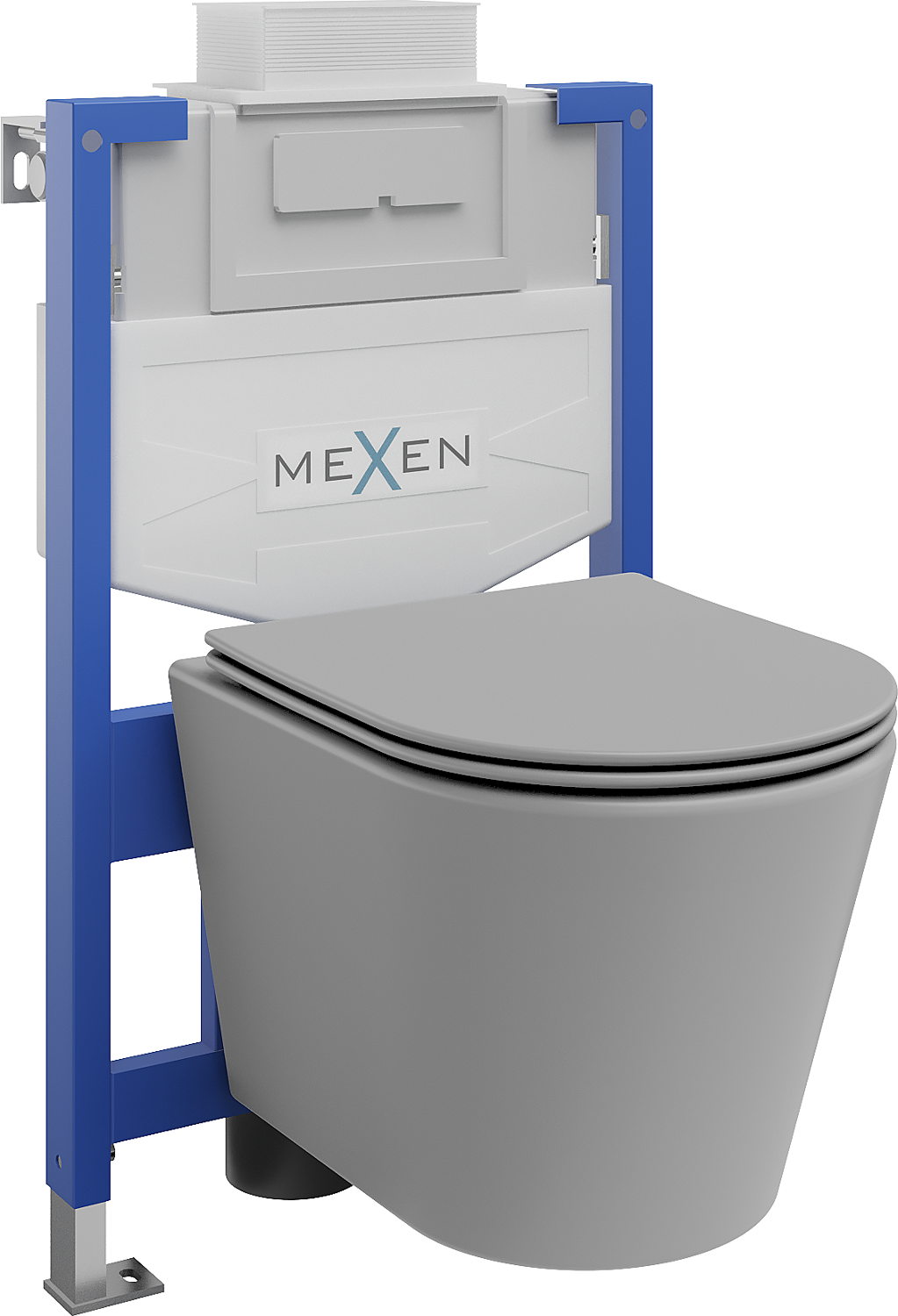 Mexen WC podomítkový set Felix XS-U stojan s WC mísou Rico a pomalu padajícím sedátkem, Světle matová šedá - 68530724061