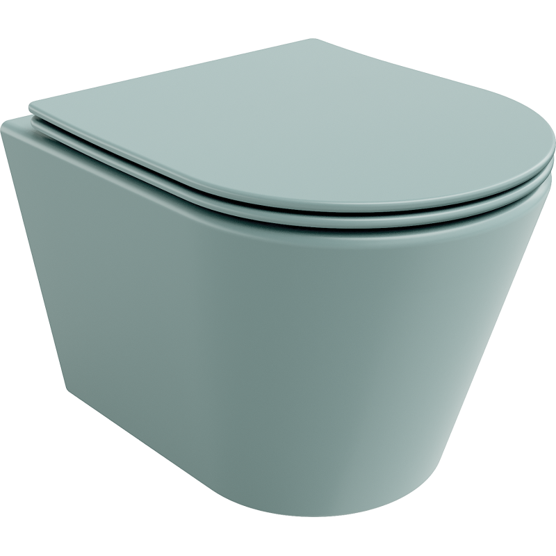 Mexen Rico WC mísa Rimless s pomalu zavírajícím sedátkem slim, duroplast, světle zelená matná - 30724048
