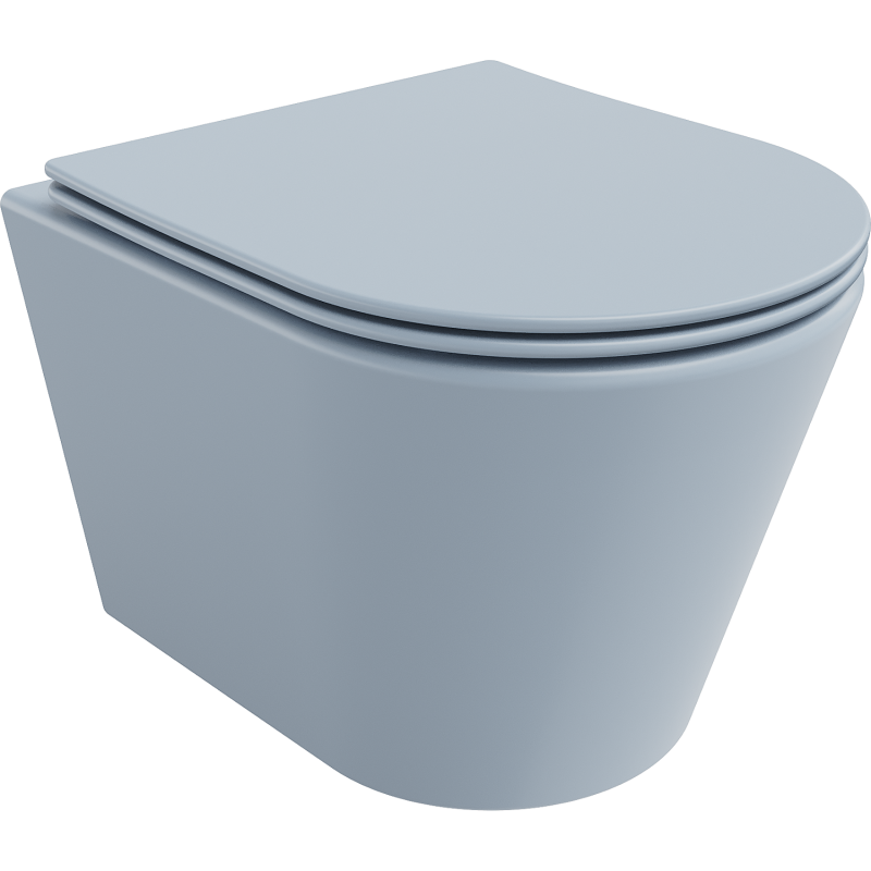 Mexen Rico toaleta Rimless s pomalu uzavíratelným tenkým sedátkem, duroplast, šedo-modrá matná - 30724069