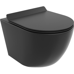 Mexen Lena WC mísa Rimless s pomalu padající deskou slim, duroplast, Matná černá - 30220185