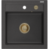 Mexen Vito 1-miskový granitový dřez 520 x 490 mm, Skvrnitá černá, sifon Zlatá - 6503521000-76-G