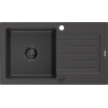 Mexen Pablo 1-miskový granitový dřez s odkapávačem 752 x 436 mm, Skvrnitá černá, sifon Černá - 6510751010-76-B